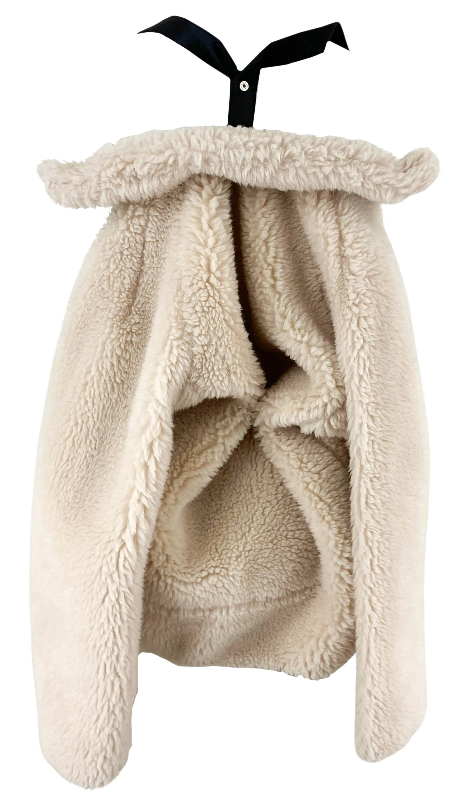 sacai Faux Shearling Jacket in Cream/Black
