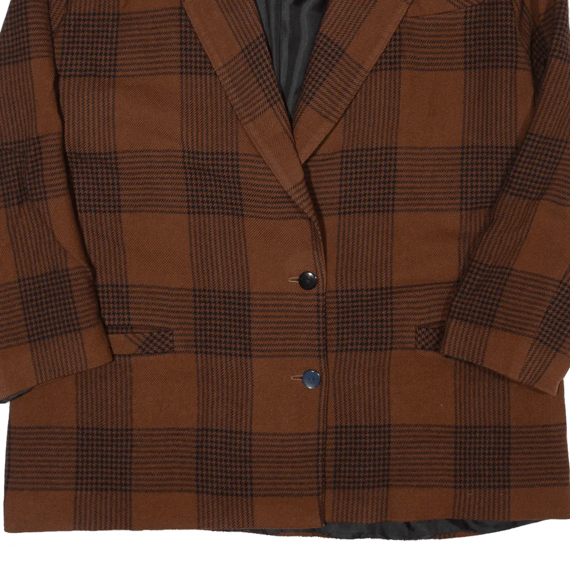 SHEARLING Womens Blazer Jacket Brown 90s Check XL