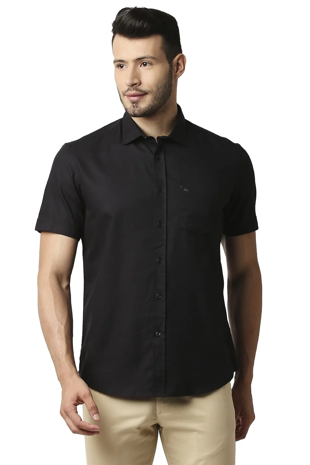 Slim Fit Crepe Halfsleeves Shirt