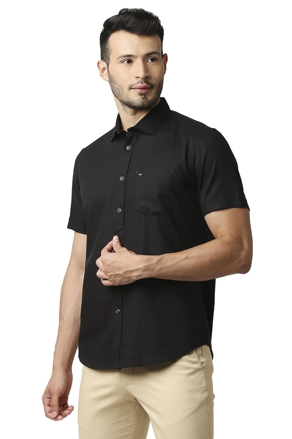 Slim Fit Crepe Halfsleeves Shirt
