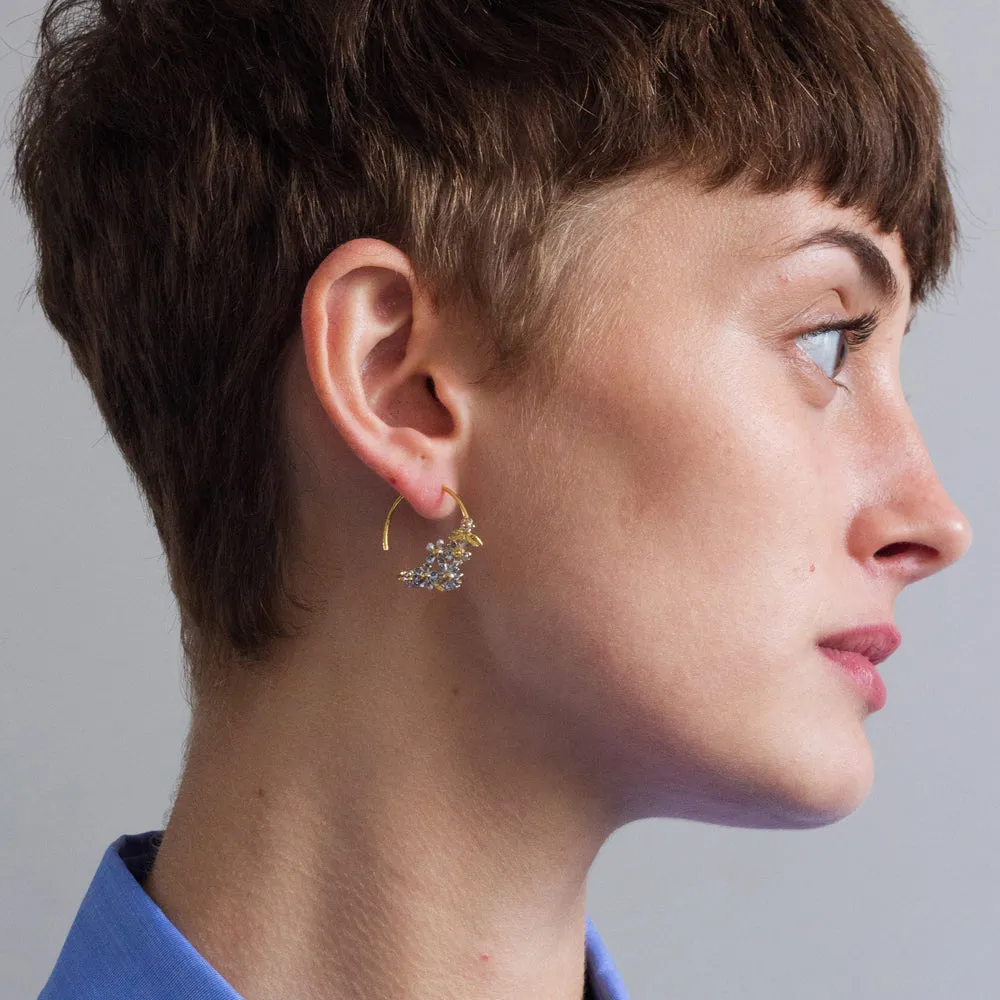 Sterling Silver and Gold Vermeil Flower Hoop Earrings- "Posy Bloom"