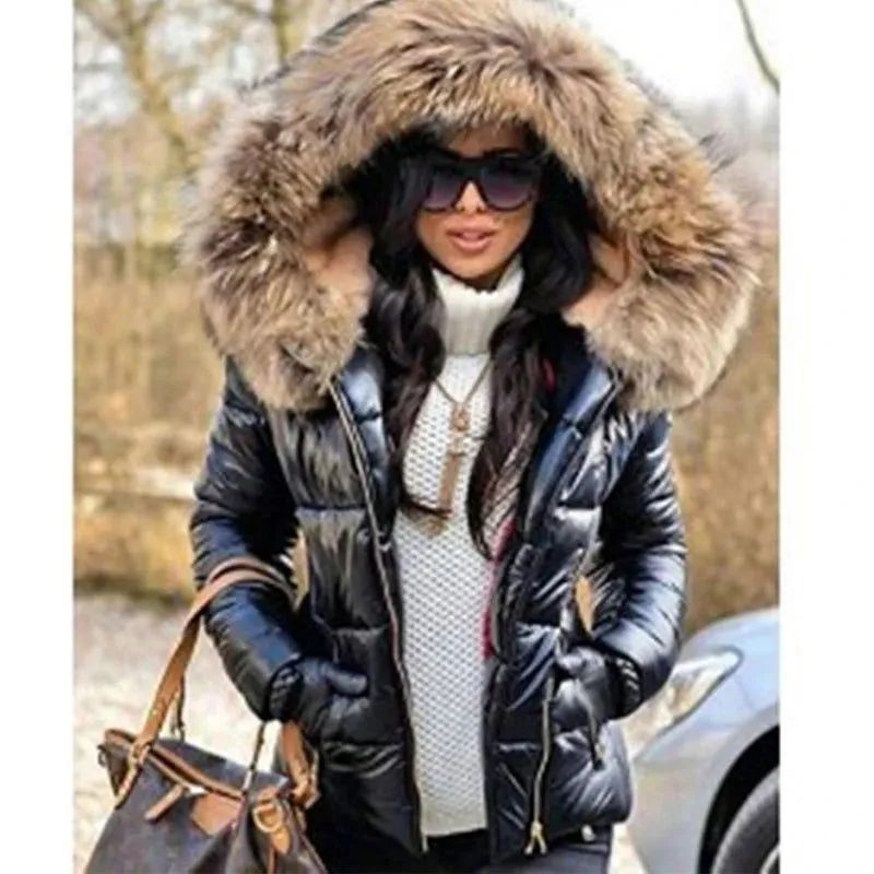 Thickened Fur Collar Cotton-padded Waterproof Hooded Coats