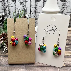 Tiny Silent Jingle Bell Handmade Hypoallergenic  Christmas Earrings
