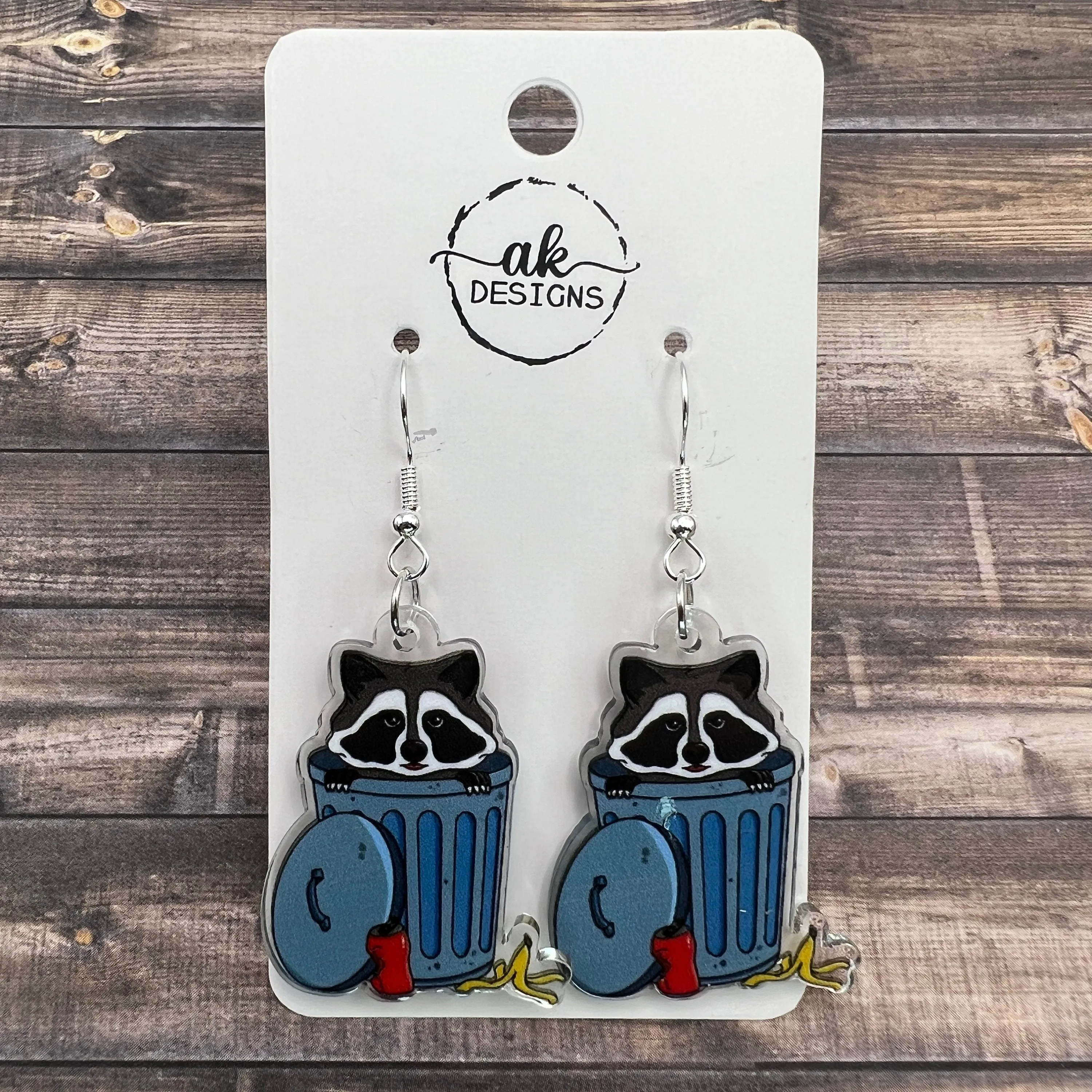 Trash Panda Raccoon Frog Musical Guitar Banjo Acrylic Animal Hypoallergenic  Earrings - Animal
