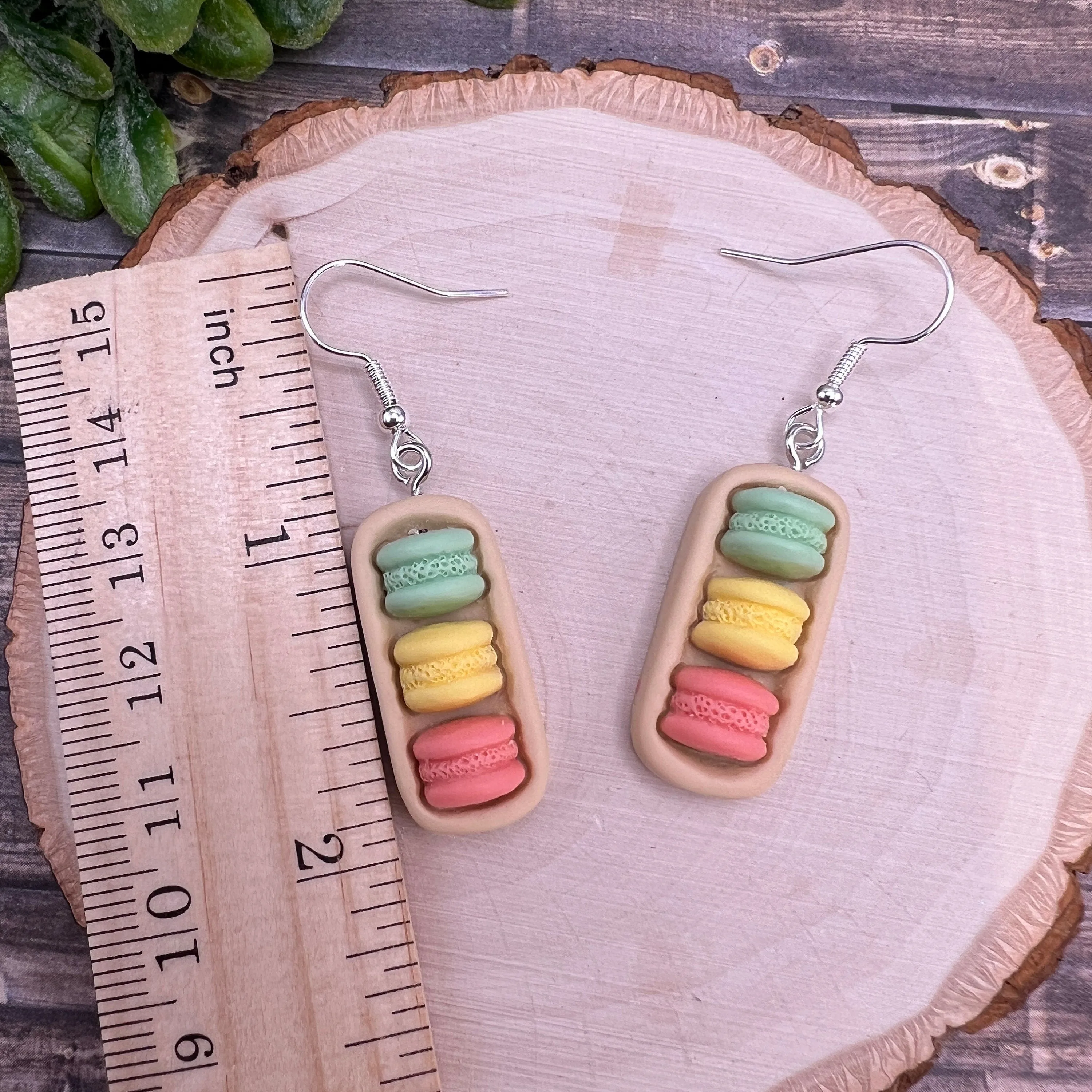 Tray of Miniature 3D French Macarons Kawaii  Earrings, Hypoallergenic Gift