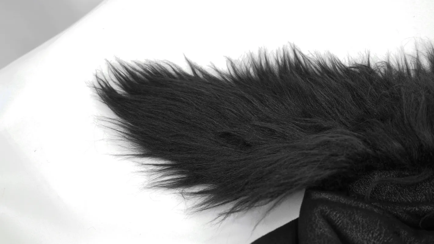 US SALE of Black Zipper Jacket with Studs and Buckles / Gothic Fur Collar Jacket