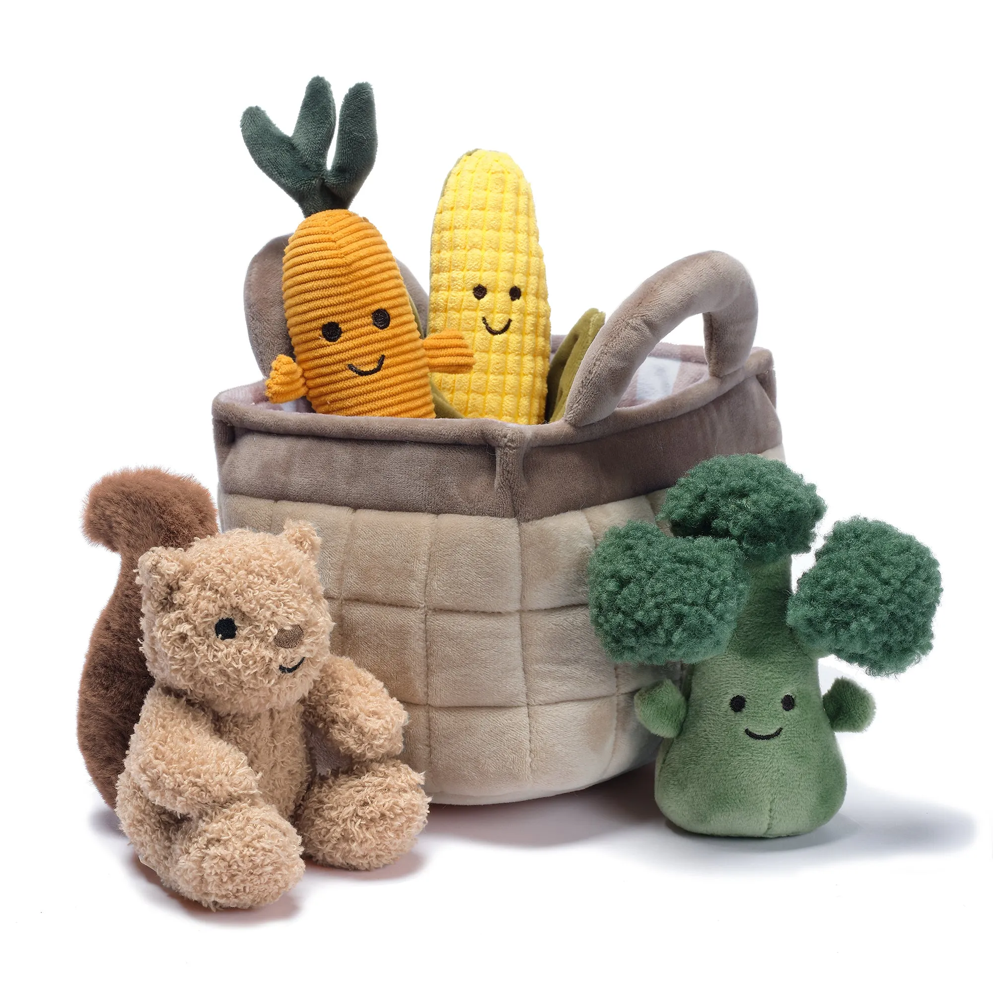Veggie Basket Interactive Play Set with Plush Toys