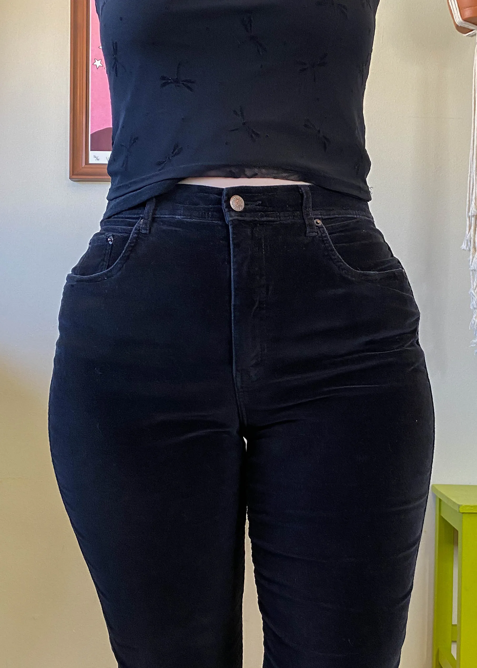 Y2K Black Velvet Corduroys - L/XL