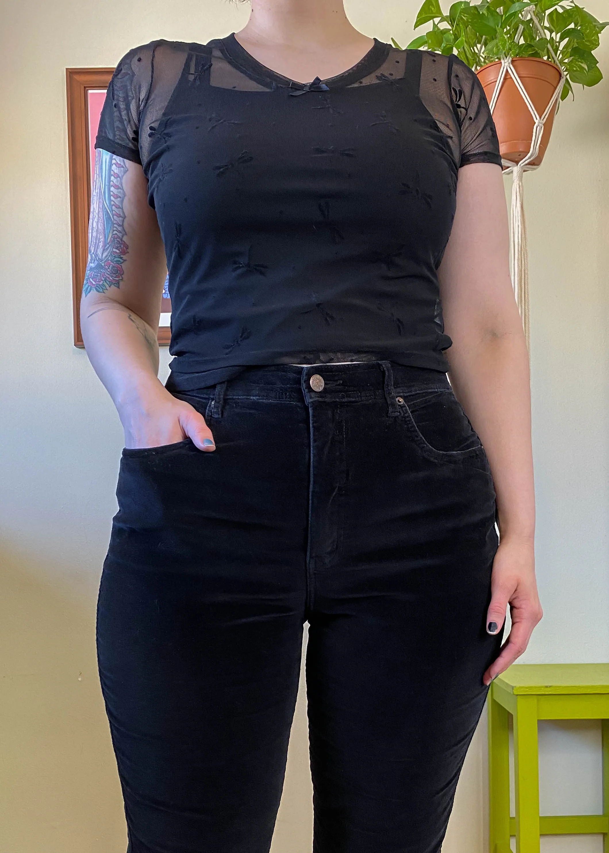 Y2K Black Velvet Corduroys - L/XL