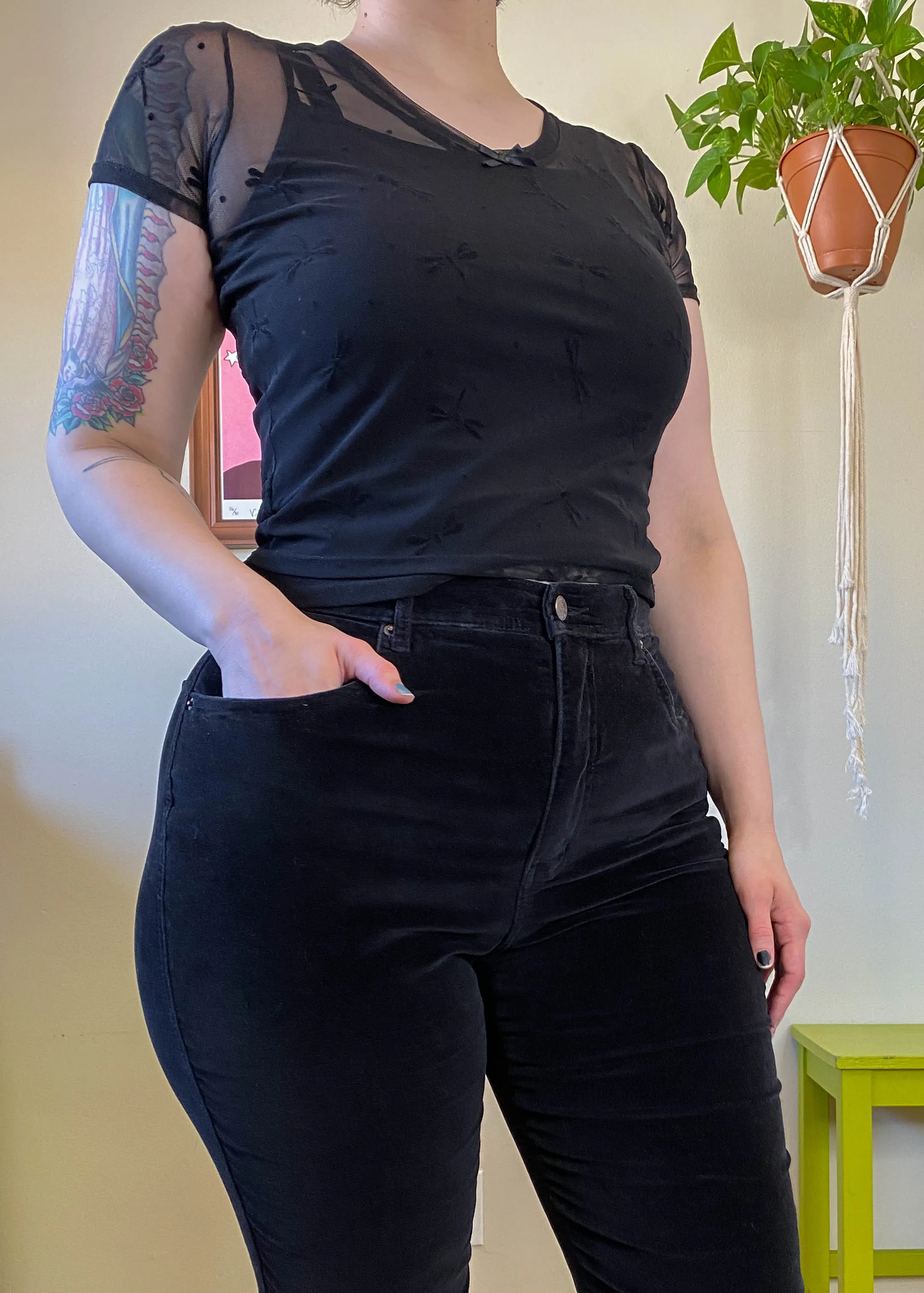Y2K Black Velvet Corduroys - L/XL