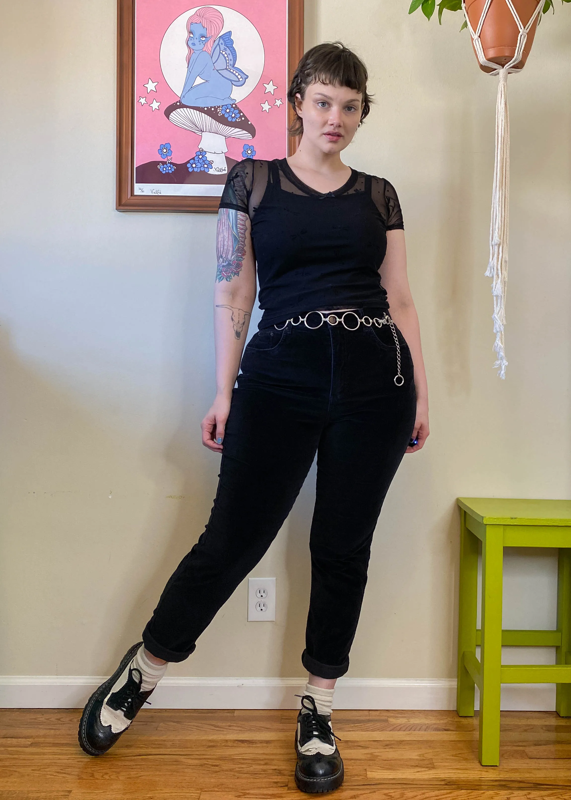 Y2K Black Velvet Corduroys - L/XL