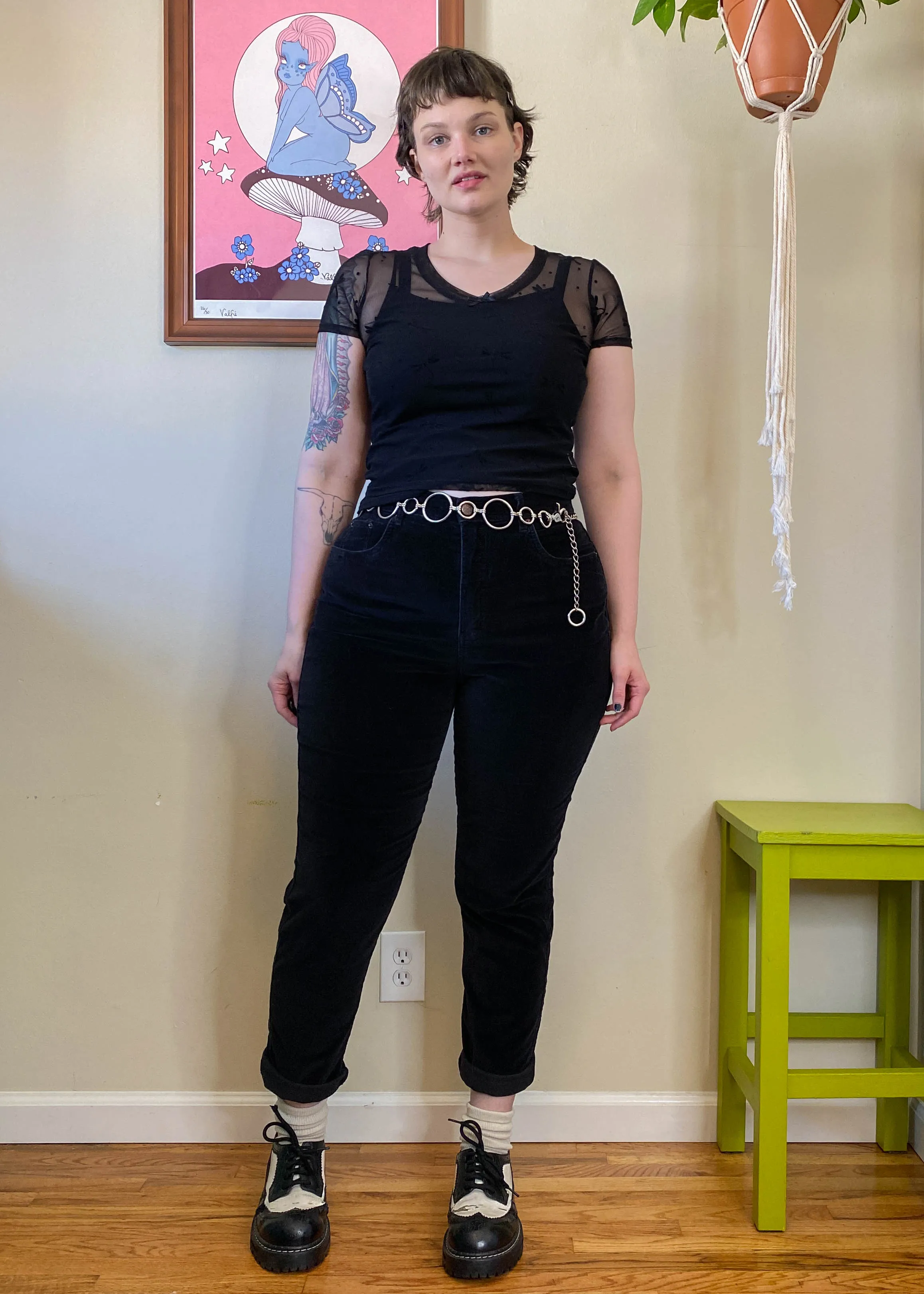 Y2K Black Velvet Corduroys - L/XL