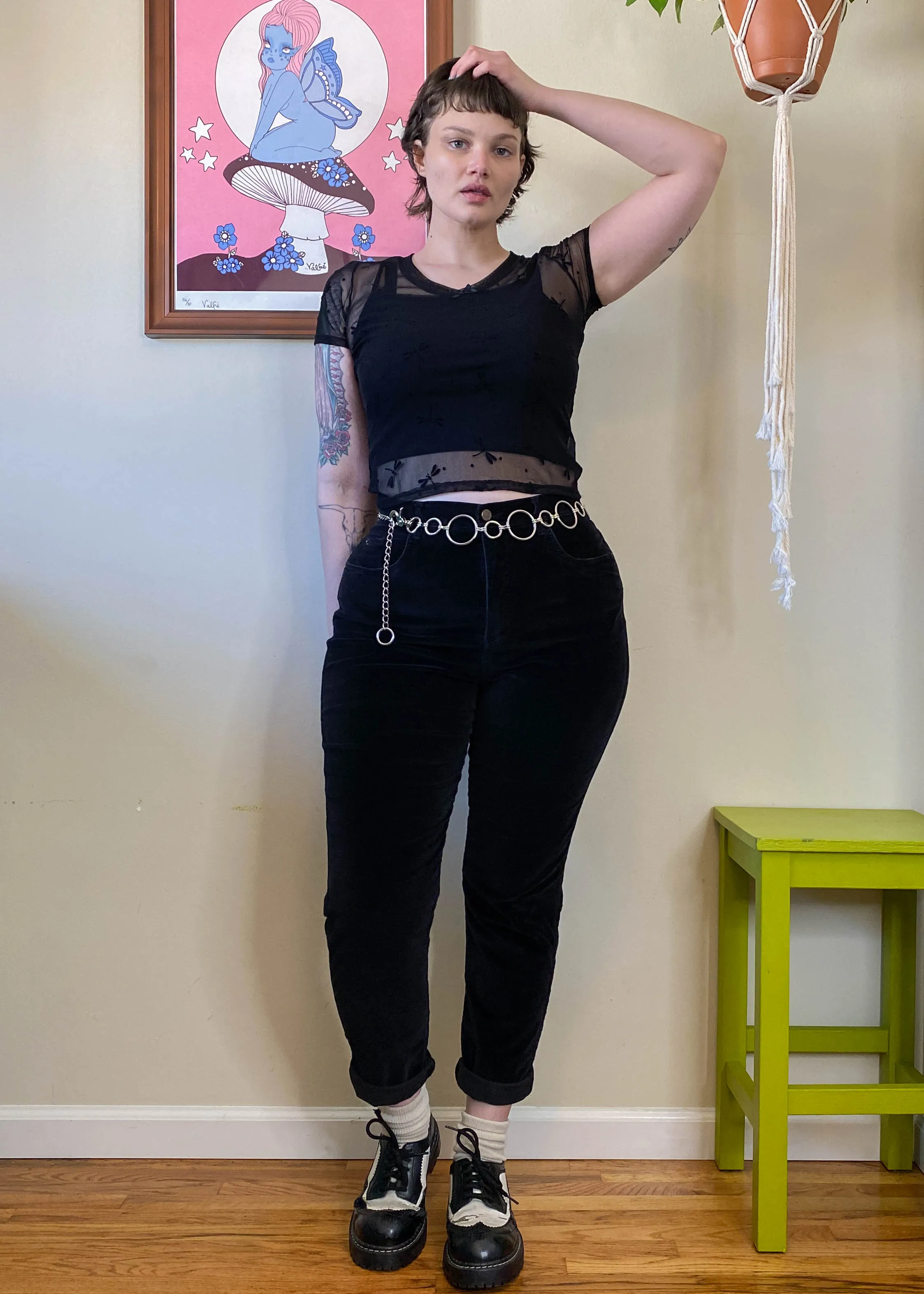 Y2K Black Velvet Corduroys - L/XL