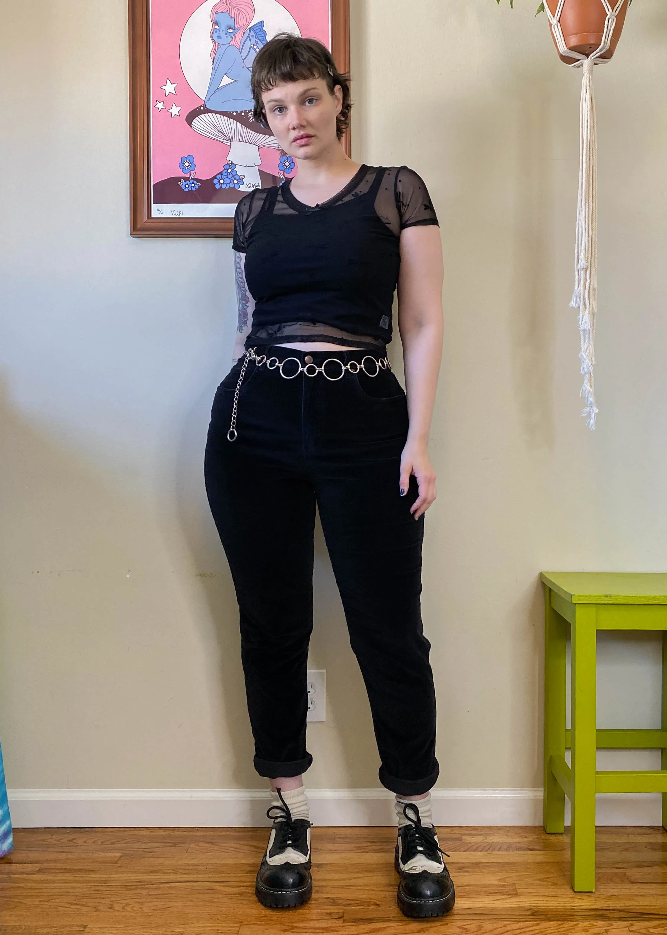 Y2K Black Velvet Corduroys - L/XL